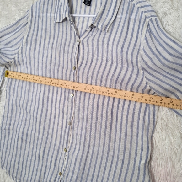JONES CO NY Shirt XL 100% Linen Button Up Striped Lagenlook Coastal Grandma - Picture 4 of 10